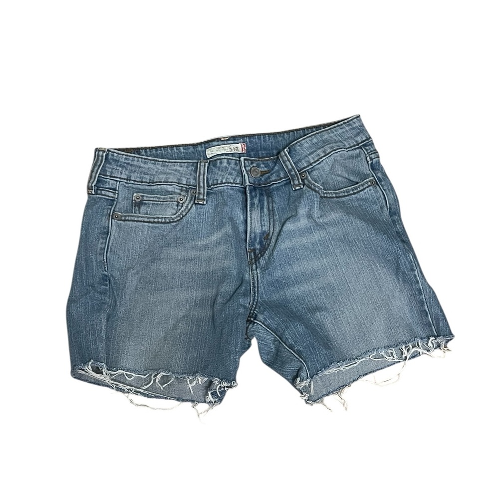 Levi's Distressed Blue Denim Shorts Size 8S Levi's‎ 515 Low Boot Cut THRASHED